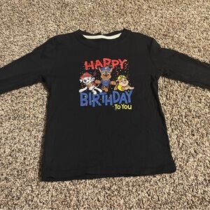New Kid's Black Paw Patrol Birthday Graphic Long Sleeve Shirt